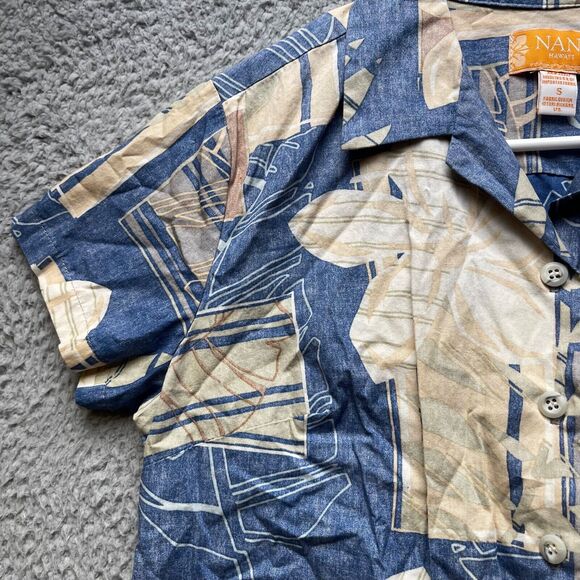 Nani Hawaiian Shirt Womens Small Blue Aloha Floral Button Up Short Sleeve - Picture 8 of 14